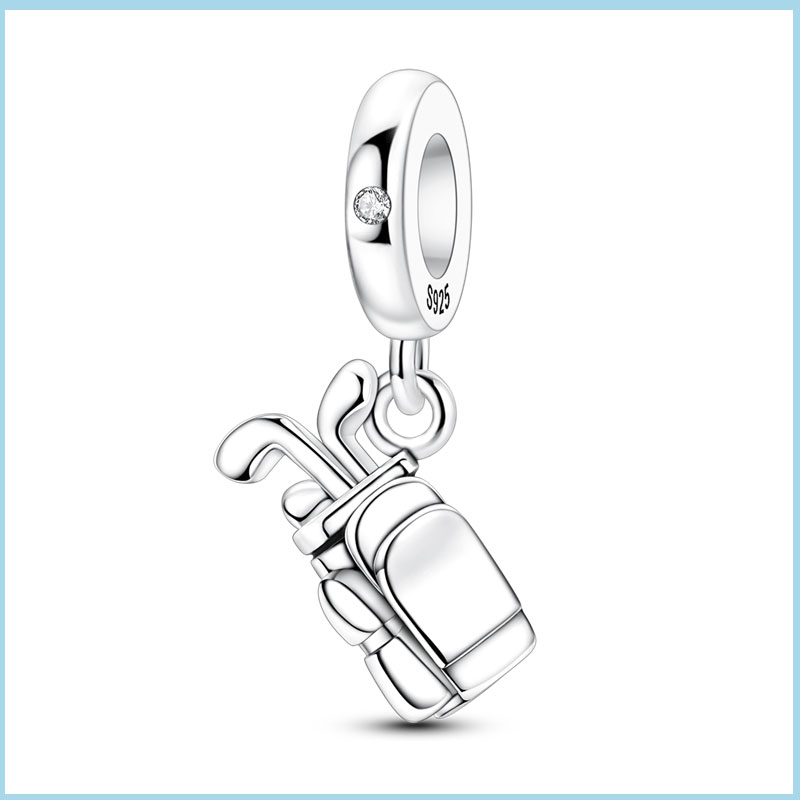 Golf Equipment Gifts - 100% 925 スターリングシルバーゴルフ用品チャームビーズフィットオリジナルブレスレットネックレス女性ジュエリーガールフレンドギフト