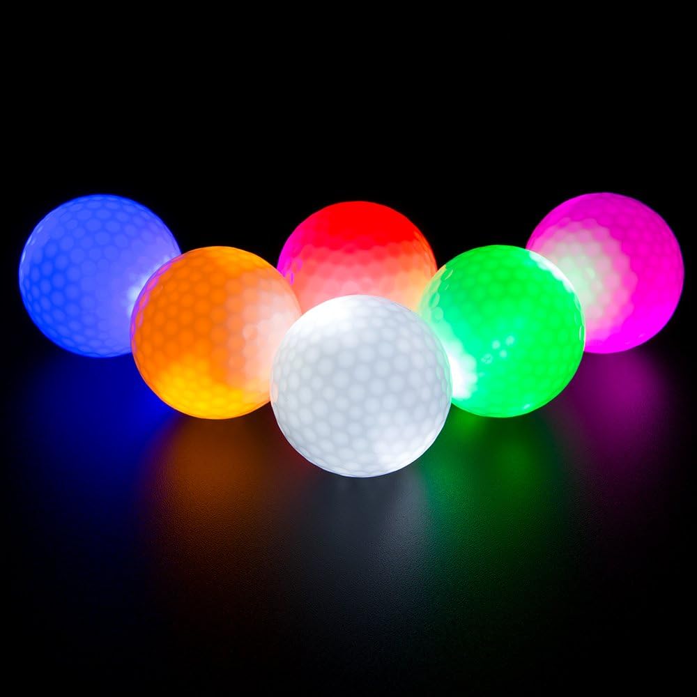 Golf Equipment Gifts - 暗闇で光るゴルフボール、LEDライトアップゴルフボール、夜間ゴルフギフトセット、男性、子供、女性向け、6個入り