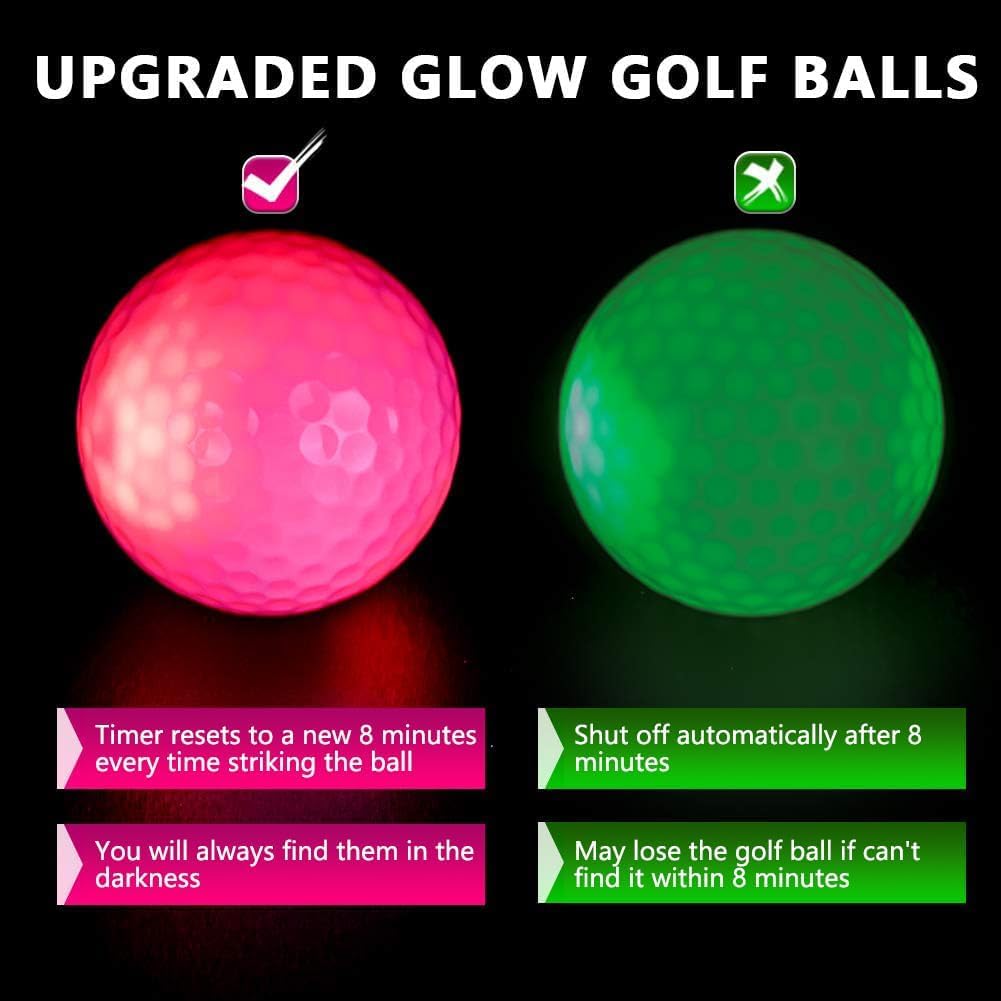 暗闇で光るゴルフボール、LEDライトアップゴルフボール、夜間 - Golf Equipment Gifts のレビューと価格