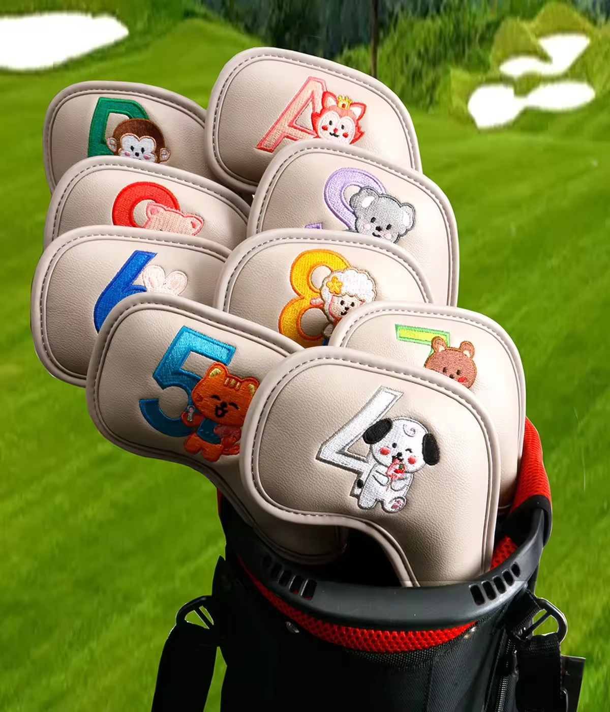 9個入りのかわいい漫画風動物ゴルフアイアンヘッドカバー、PU - Golf Equipment And Accessories のレビューと価格