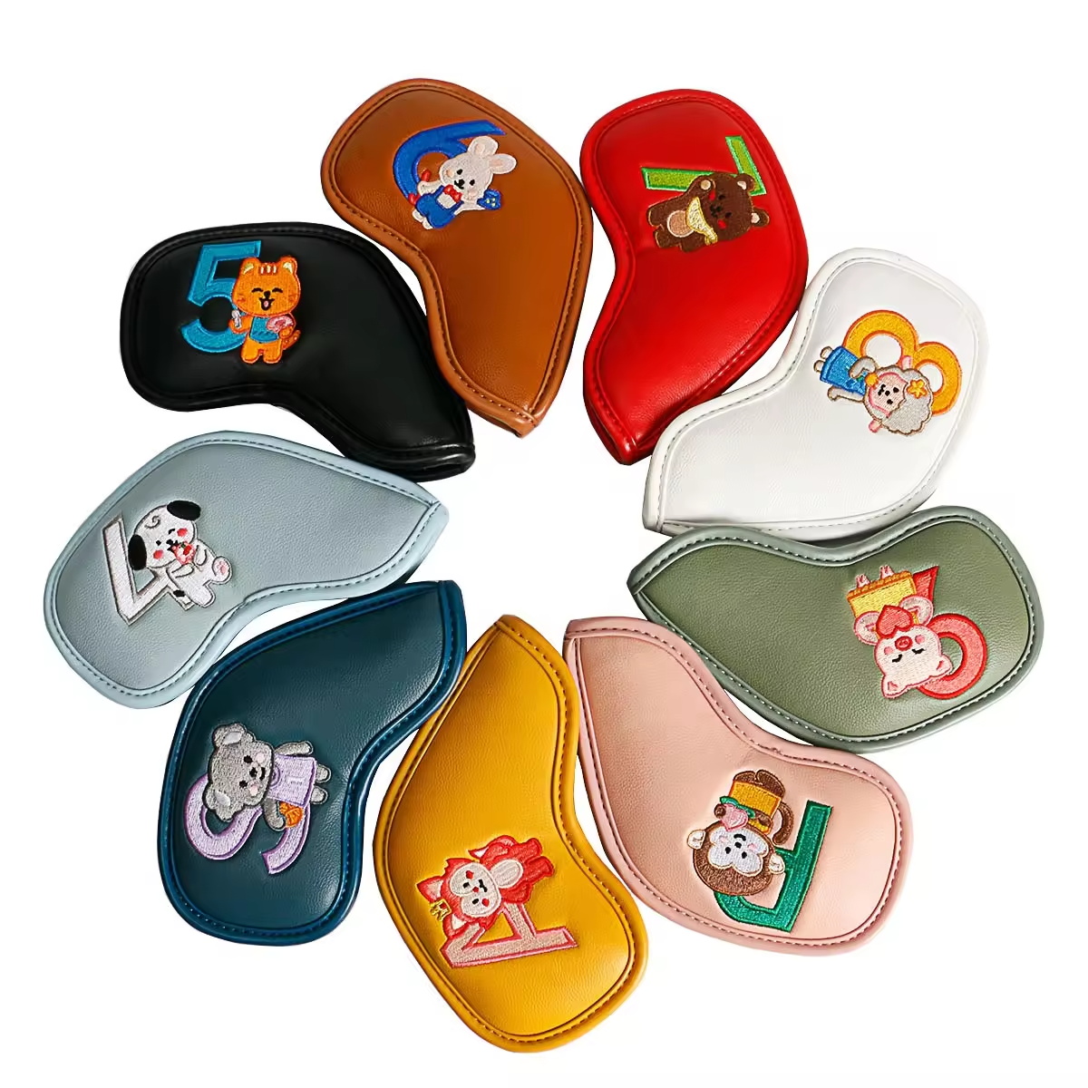 9個入りのかわいい漫画風動物ゴルフアイアンヘッドカバー、PU - Golf Equipment And Accessories のレビューと価格
