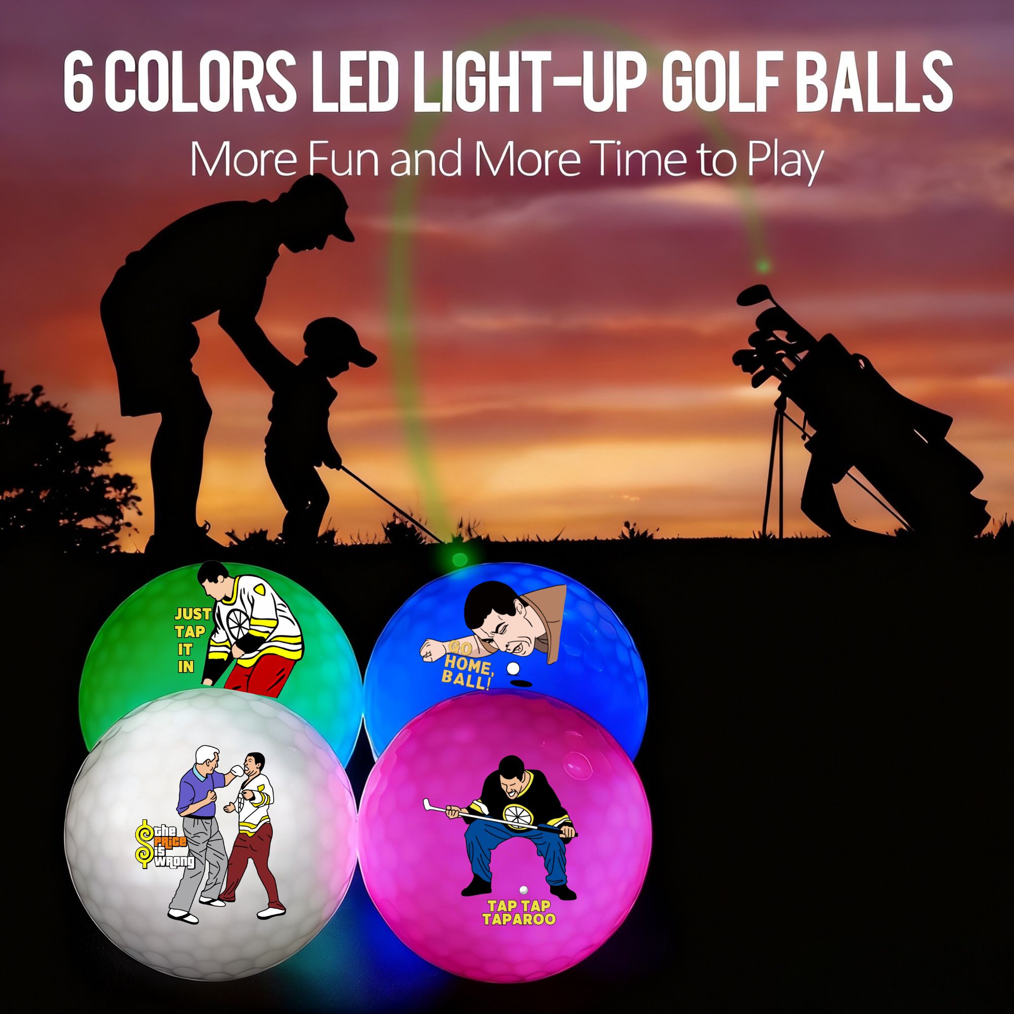 4個入り 暗闇で光るゴルフボール 面白いギルモアデザイン付き - Golf Equipment Gifts のレビューと価格